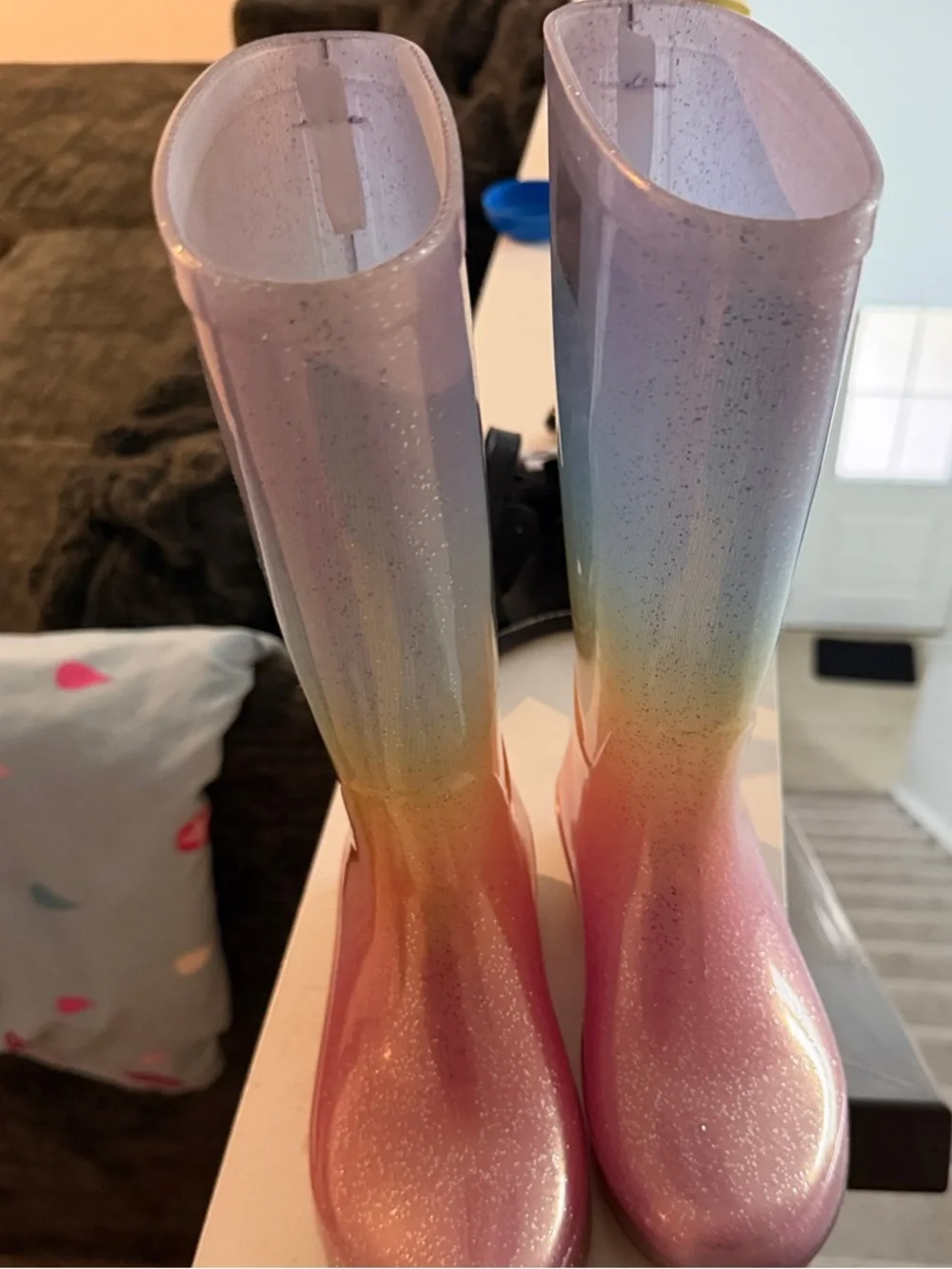Kids' Glitter Rainbow Rain Boots - Pink